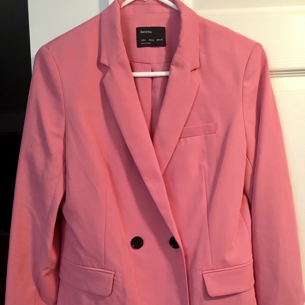 Bershka Pink Double Breasted Blazer